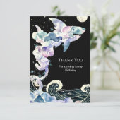Marine Editable Simple Shark Birthday Dankeskarte (Stehend Vorderseite)