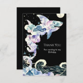 Marine Editable Simple Shark Birthday Dankeskarte (Vorne/Hinten)