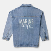 Marine Ehefrau Minimalistische Skripte Jeansjacke (Rückseite)