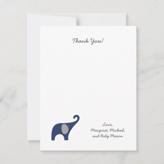 Marine-Elefant-Babyparty danken Ihnen Dankeskarte (Vorderseite)