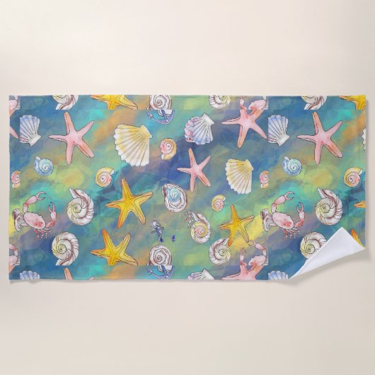 Marine Element Starfish Muschelgewässer Ruf des Me Strandtuch (Vorderseite)