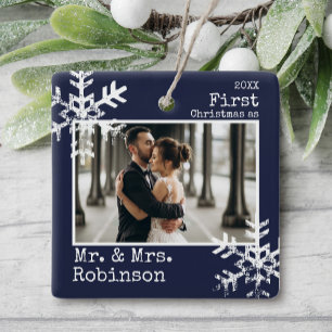 Marine erste Weihnachten verheiratete Foto Keramikornament