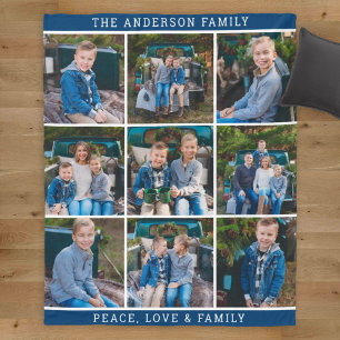 Marine Familien-Foto-Collage Frieden Liebe Fleecedecke