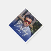 Marine Farbverlauf Personalisiertes Foto Geburtsta Serviette (Ecke)