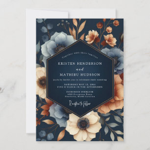 Marine Florale Herbstpracht-Hochzeit Einladung