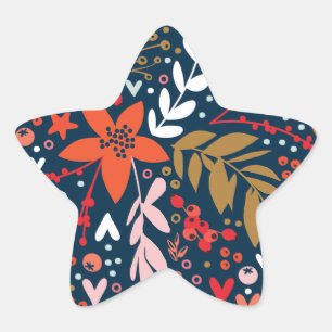 Marine Florale Weihnachten Hübsche Feiertags-Stern Stern-Aufkleber