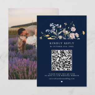 Marine Frühlings-Wildblumenwiese-Gartenhochzeit RSVP Karte
