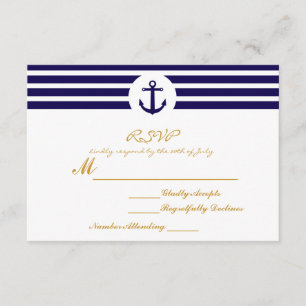 Marine gestreifte Anker-RSVP-Hochzeitskarte RSVP Karte