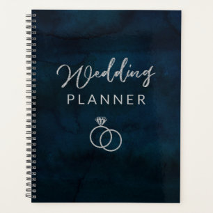 Marine Glanz Dunkelblau Aquarell Hochzeitspläne Planer