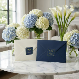 Marine Gold Art Deco 80. Geburtstag Danke Quadratischer Aufkleber