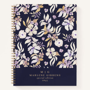 Marine-Gold-Blumen-Notizbuch Notizblock
