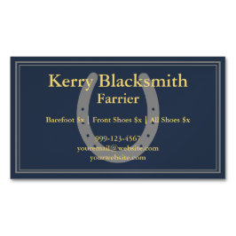 Marine + Gold Farrier Horseshoeing und Trimm Magnetische Visitenkarte