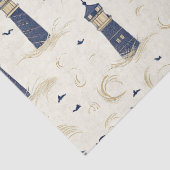 Marine-Gold-Nautisches Leuchtturm-Küstenmuster Seidenpapier (Detail)