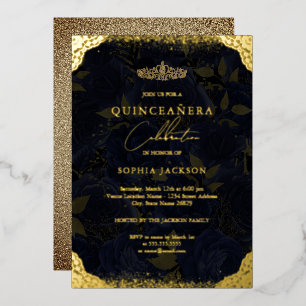 Marine-Gold-Rosen-Tiara-Quinceanera-Folie-Einladun Folieneinladung