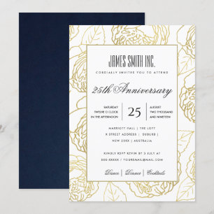 MARINE GOLD WEIßE ROSE BLUMEN FIRMENPARTY EVENT EINLADUNG