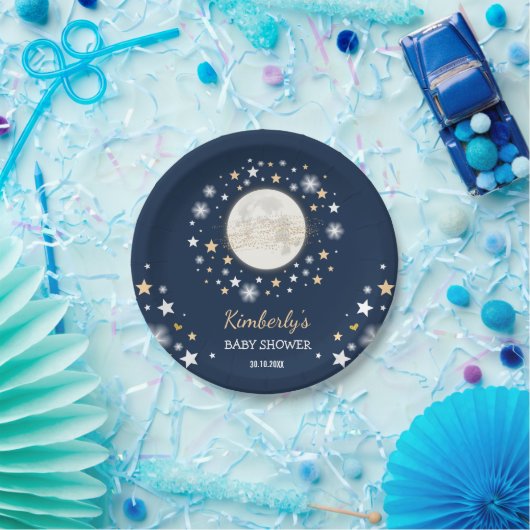 Marine-Goldmond-u. Stern-Babyparty-Funkeln-Stern Pappteller (Party)