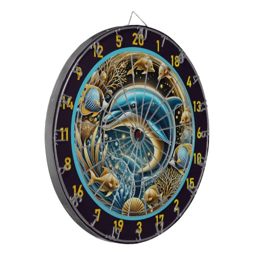 Marine Grace Dolphin Dartboard Art Dartscheibe (Vorderseite Links)