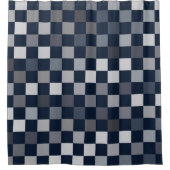 Marine-graue blaue Karos Duschvorhang (Vorderseite)