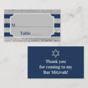 Marine, graue Streifen Bar Mitzvah Platzkarte