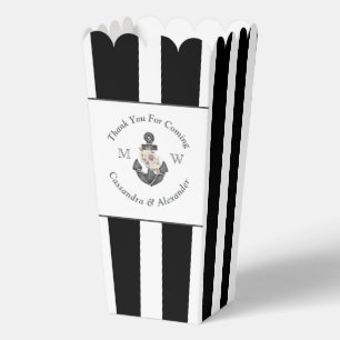 Marine Hochzeit Blumenanker Schwarz Weiß Popcorn Geschenkschachtel
