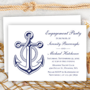 Marine Hochzeitsfeier Anker Navy Blau Hochzeit Einladung