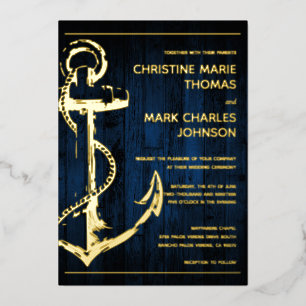 Marine Holz Nautical Schiff Anker Hochzeit Folieneinladung