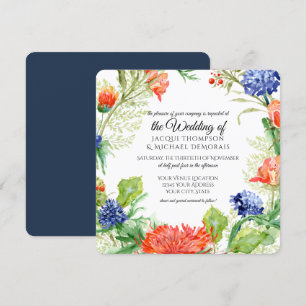 Marine in Orange Coral Mums Thistles Botanisches F Einladung