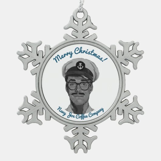 Marine Joe Coffee Weihnachtsschmuck Schneeflocken Zinn-Ornament (Vorderseite)