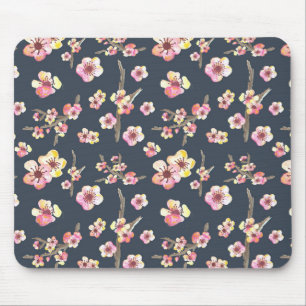 Marine-Kirschblüte mit Blumen Mousepad
