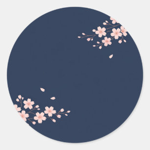 Marine Kirschblütenzweig Runder Aufkleber
