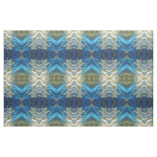 Marine-Kobalt-Olivgrün u. SahneIkat Boho Gewebe Stoff (Fat Quarter (45,7 x 55,9 cm))