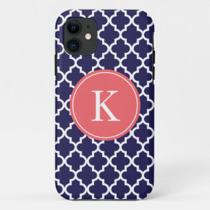 Marine-korallenrotes marokkanisches Monogramm   Case-Mate iPhone Hülle