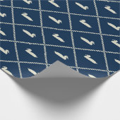 Marine-Kreuzschraffieren-Stockenten-Packpapier Geschenkpapier (Ecke)