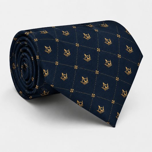 Marine-Kronen-Monogramm Krawatte