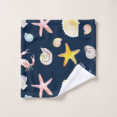 Marine Life & Anchors (Dark Bath Towel Set) Badhandtuch Set (Waschlappen)