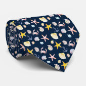 Marine Life & Anchors (Dark) Neck Tie Krawatte (Gerollt)