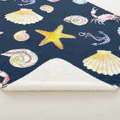 Marine Life & Anchors (dunkel) Sherpa Blanket Sherpadecke (3/4)
