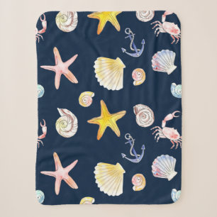 Marine Life & Anchors (dunkel) Sherpa Blanket Sherpadecke