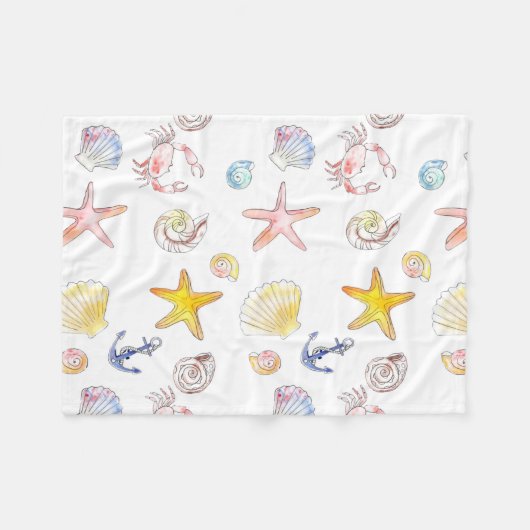 Marine Life & Anchors Fleecedecke (Vorderseite (Horizontal))