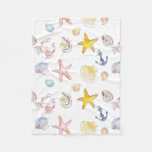 Marine Life & Anchors Fleecedecke