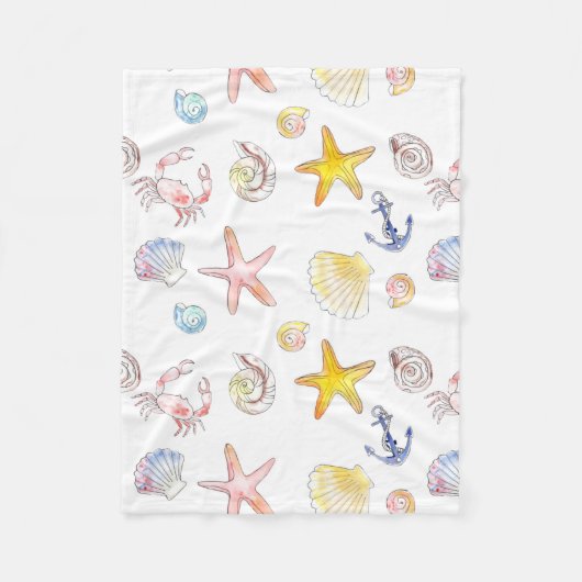 Marine Life & Anchors Fleecedecke (Vorderseite)