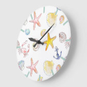 Marine Life & Anchors Große Wanduhr (Winkel)