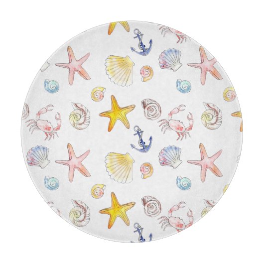 Marine Life & Anchors Schneidebrett (Vorderseite)