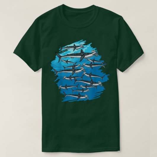 Marine Life Animal Underwater Swarm Hammerhead Sha T-Shirt (Design vorne)