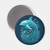 Marine Life Art | Dolphin-Grafikdesign Magnet (Vorderseite/Rückseite)