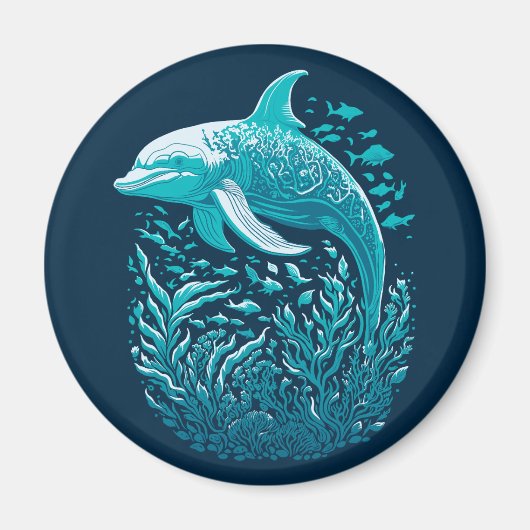 Marine Life Art | Dolphin-Grafikdesign Magnet (Vorne)