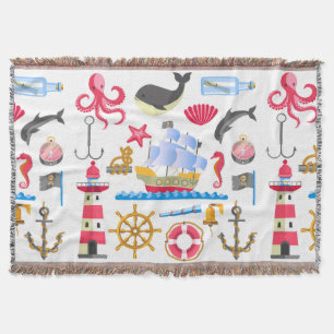 Marine Life Throw Blanket Decke