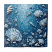 Marine Life Underwater Seashells Fish Backsplash Fliese (Vorderseite)
