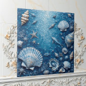 Marine Life Underwater Seashells Fish Backsplash Fliese