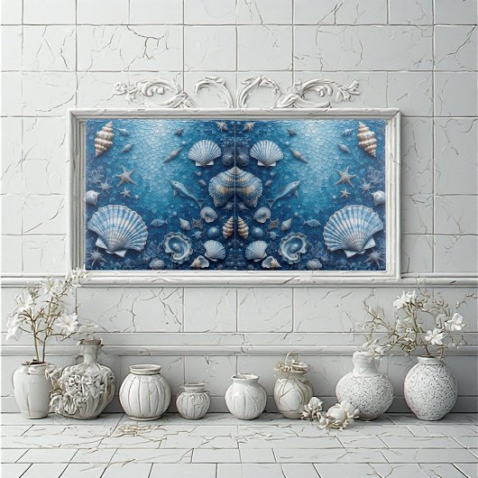 Marine Life Underwater Seashells Fish Backsplash Fliese